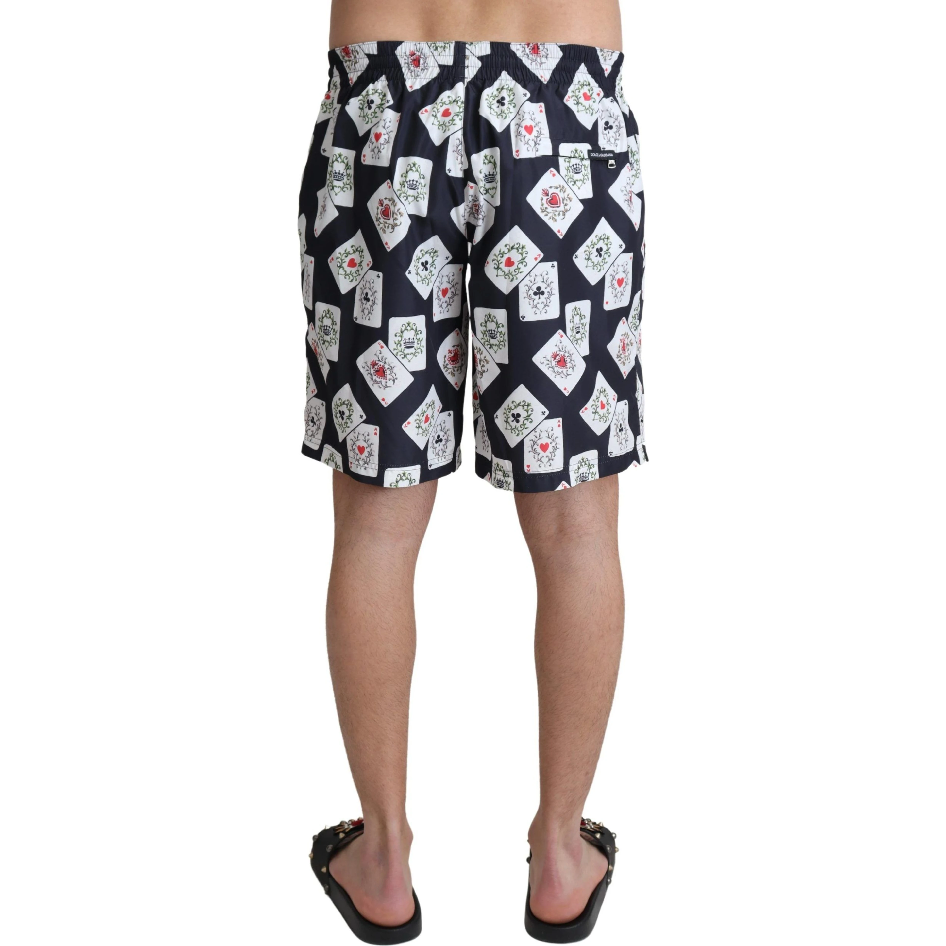 Black Card Deck Print Beachwear Swimshorts