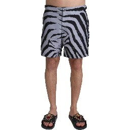 Gray Zebra Print Beachwear Shorts