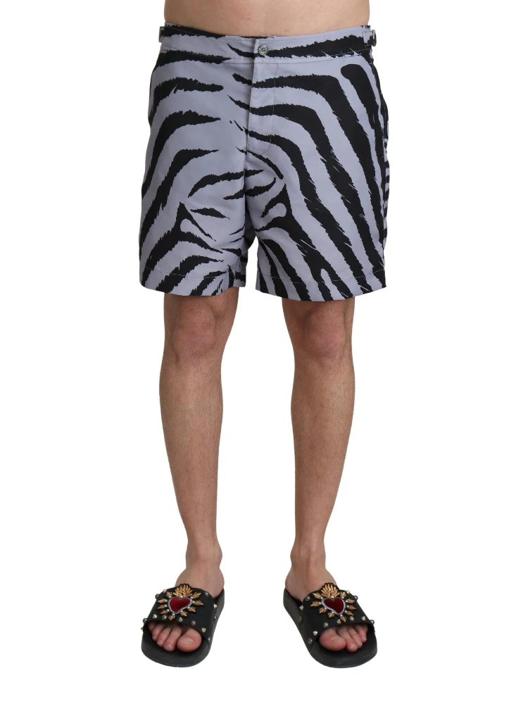 Gray Zebra Print Beachwear Shorts