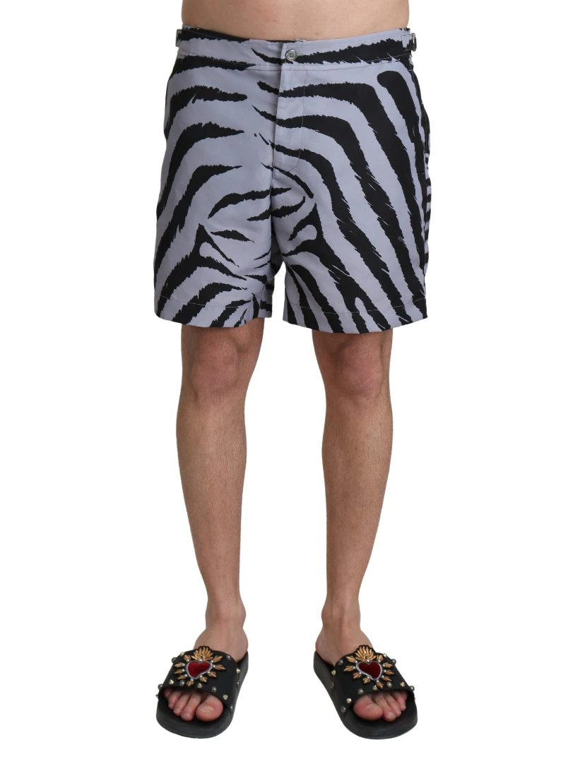 Gray Zebra Print Beachwear Shorts