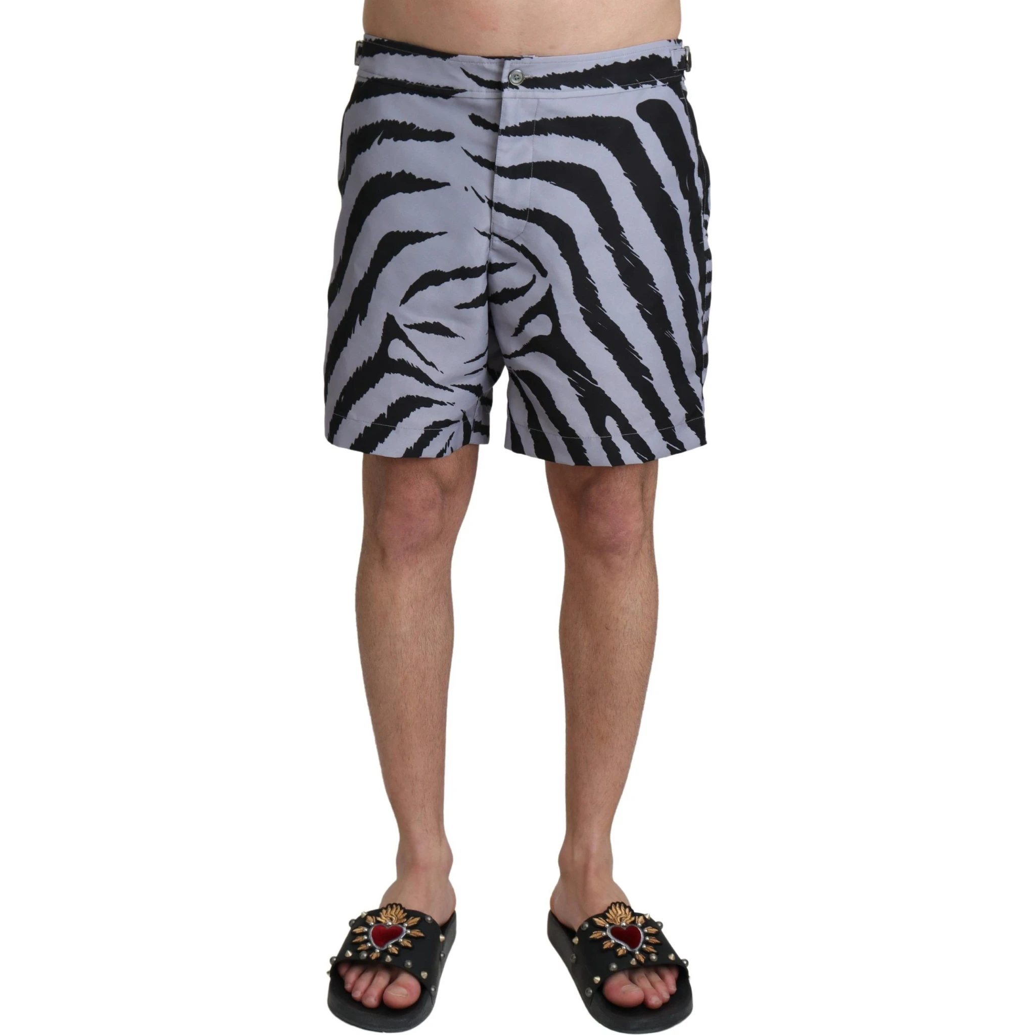 Gray Zebra Print Beachwear Shorts