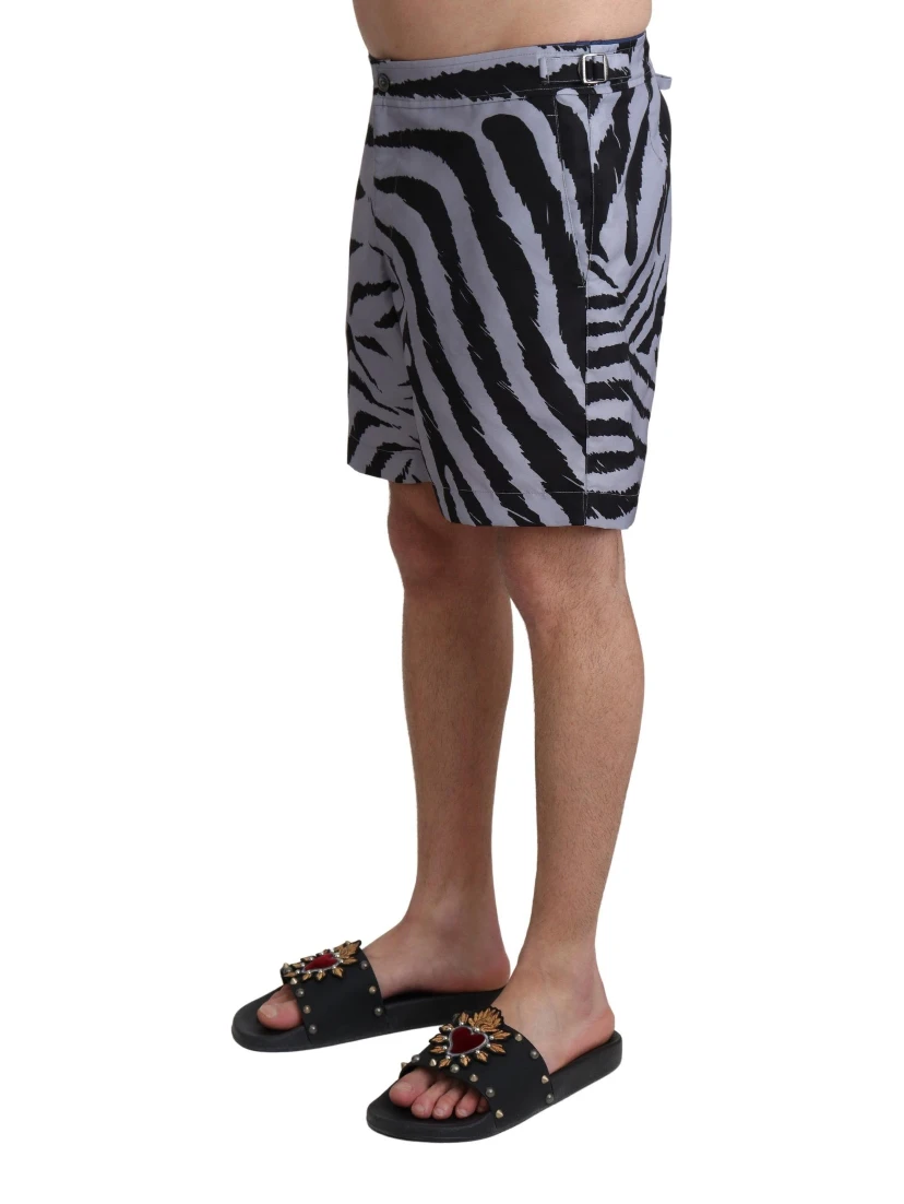 Gray Zebra Print Beachwear Shorts
