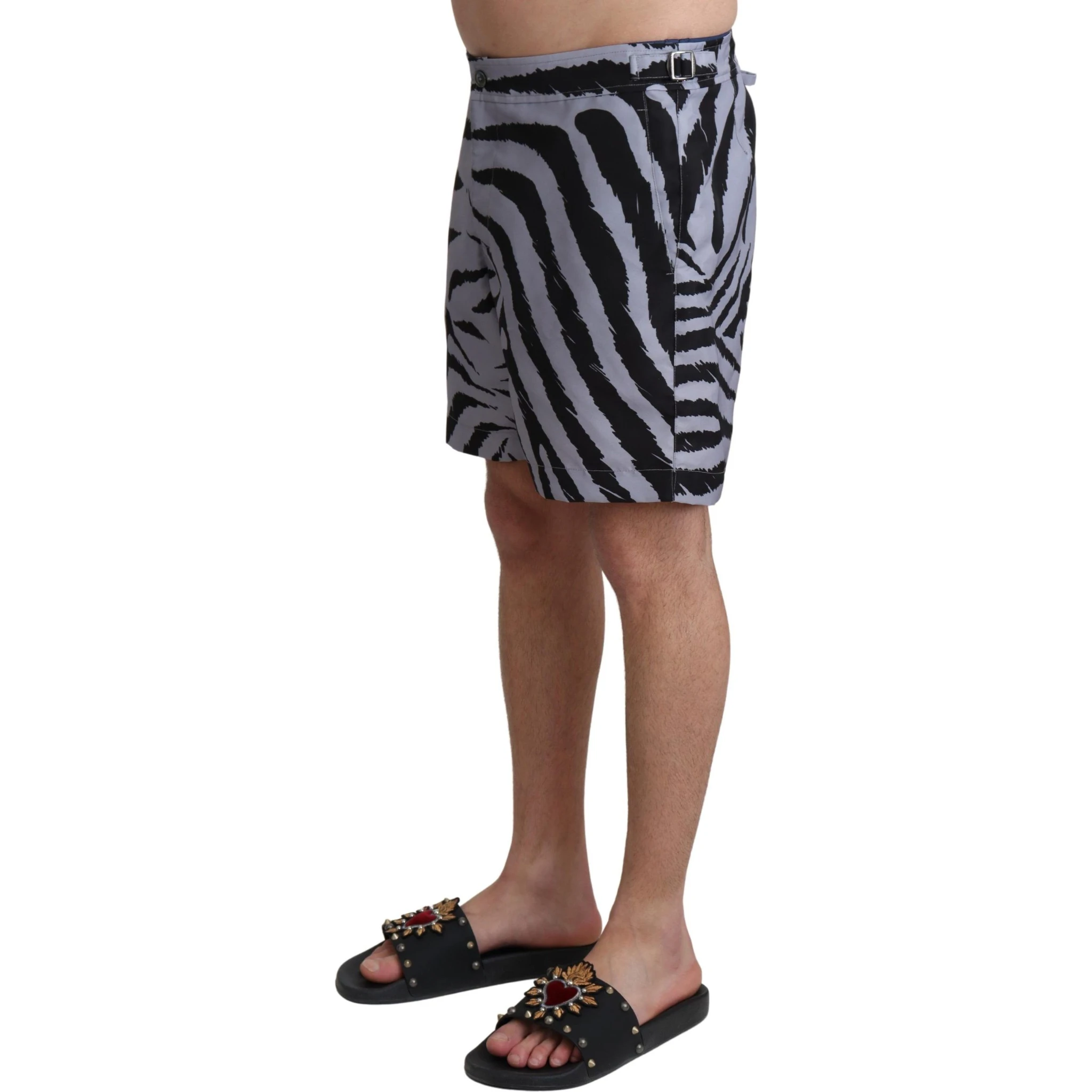 Gray Zebra Print Beachwear Shorts