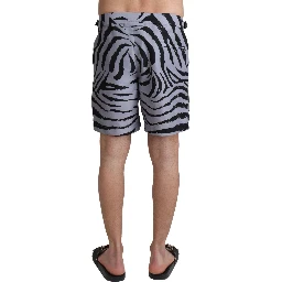 Gray Zebra Print Beachwear Shorts
