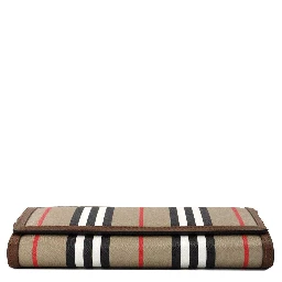 Hannah Icon Stripe Archive Tan E-Canvas Leather Wallet Crossbody Bag