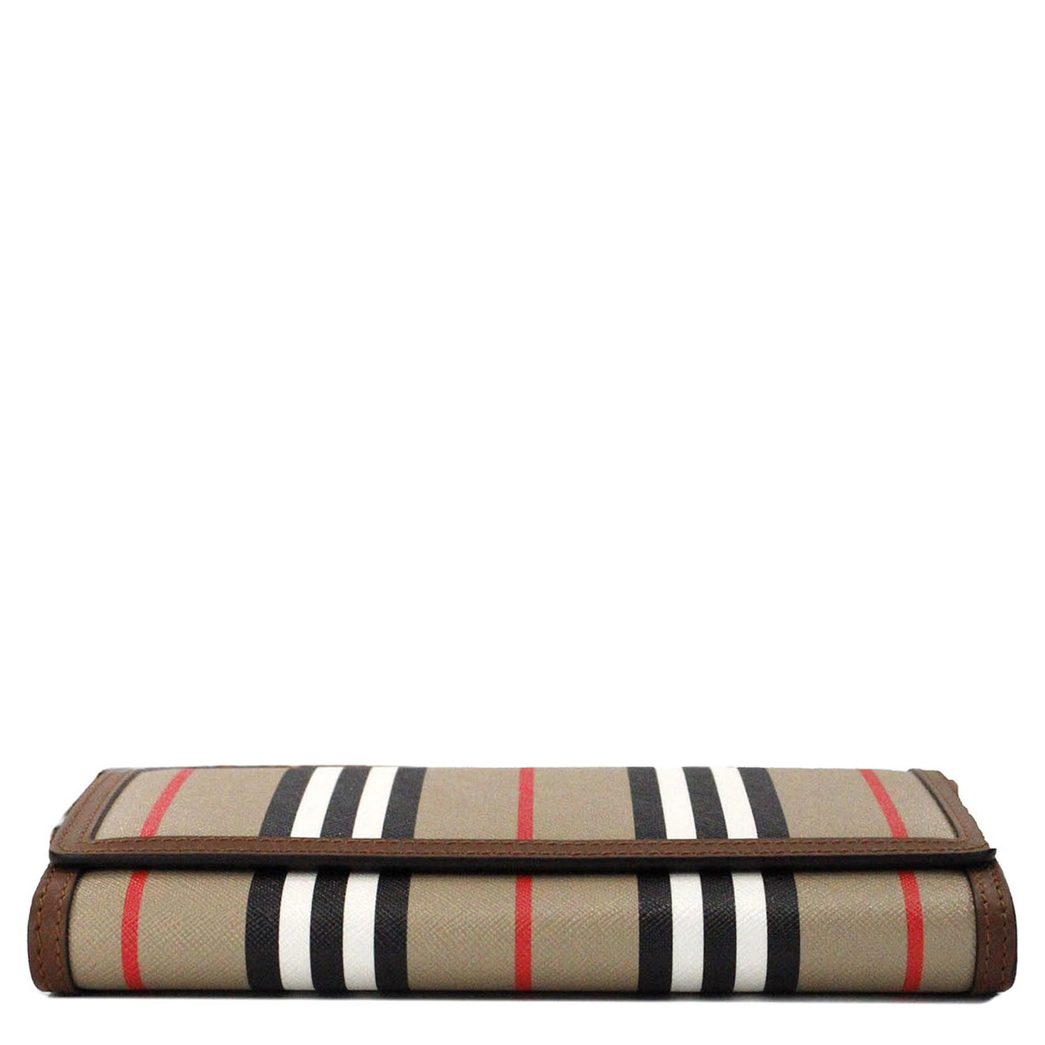 Hannah Icon Stripe Archive Tan E-Canvas Leather Wallet Crossbody Bag
