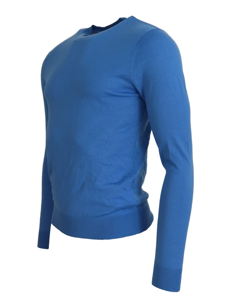 Blue Wool Long Sleeves Crewneck Pullover Sweater alternative