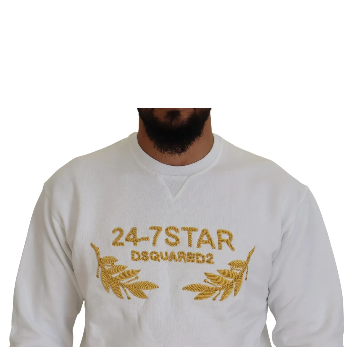 White Embroidered Crewneck Sweatshirt Sweater