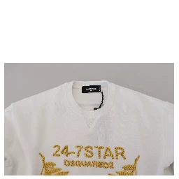 White Embroidered Crewneck Sweatshirt Sweater