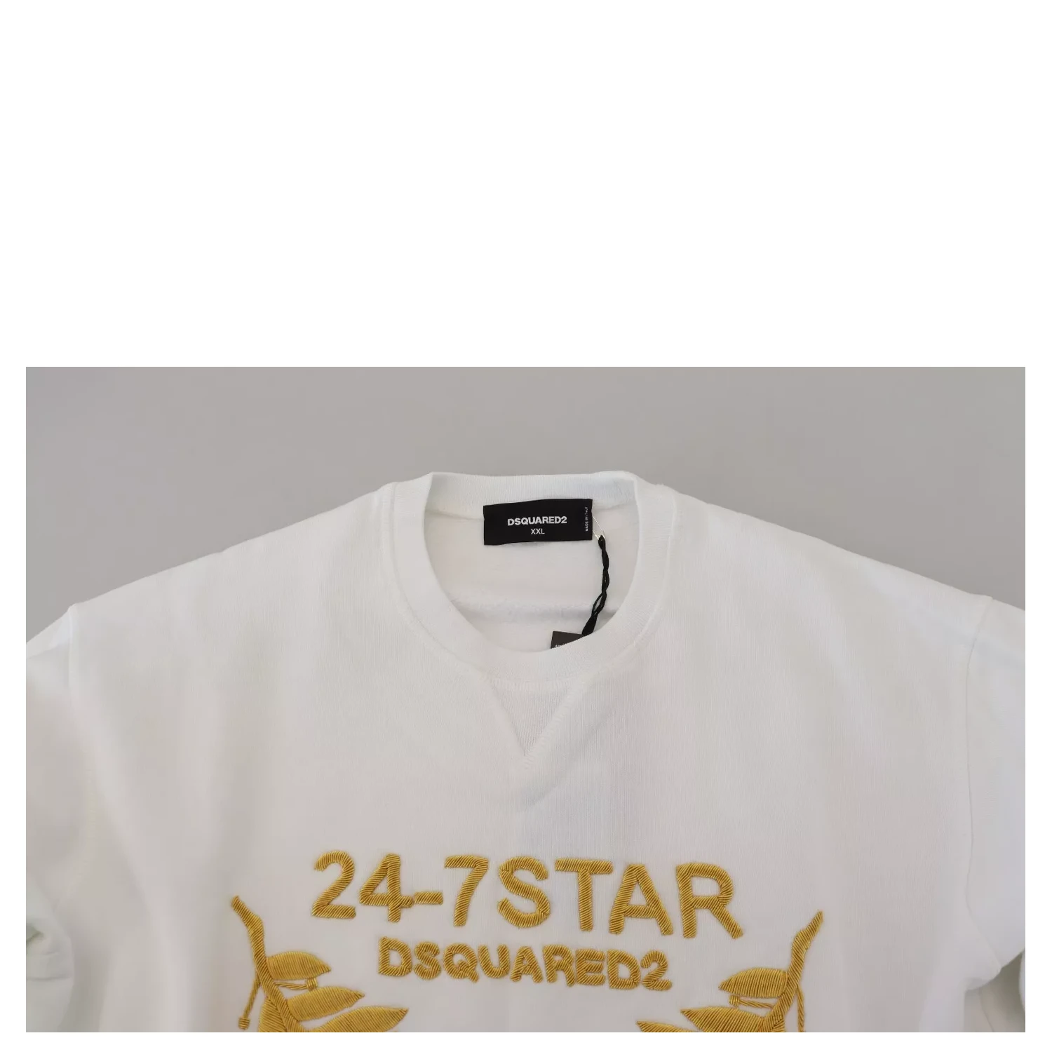White Embroidered Crewneck Sweatshirt Sweater