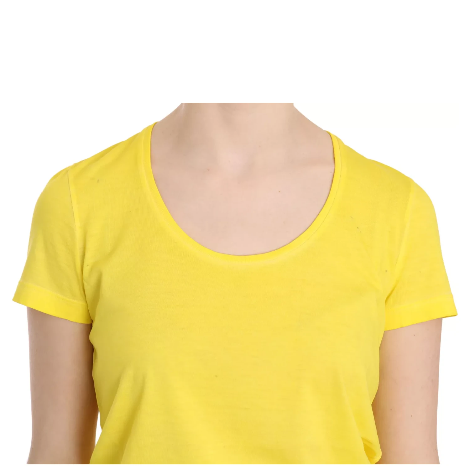 Yellow Round Neck Short Sleeve Shirt Top Blouse