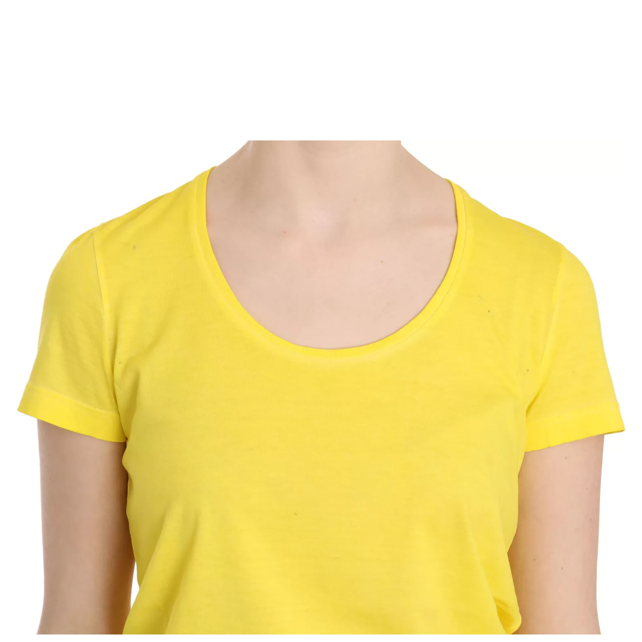 Yellow Round Neck Short Sleeve Shirt Top Blouse