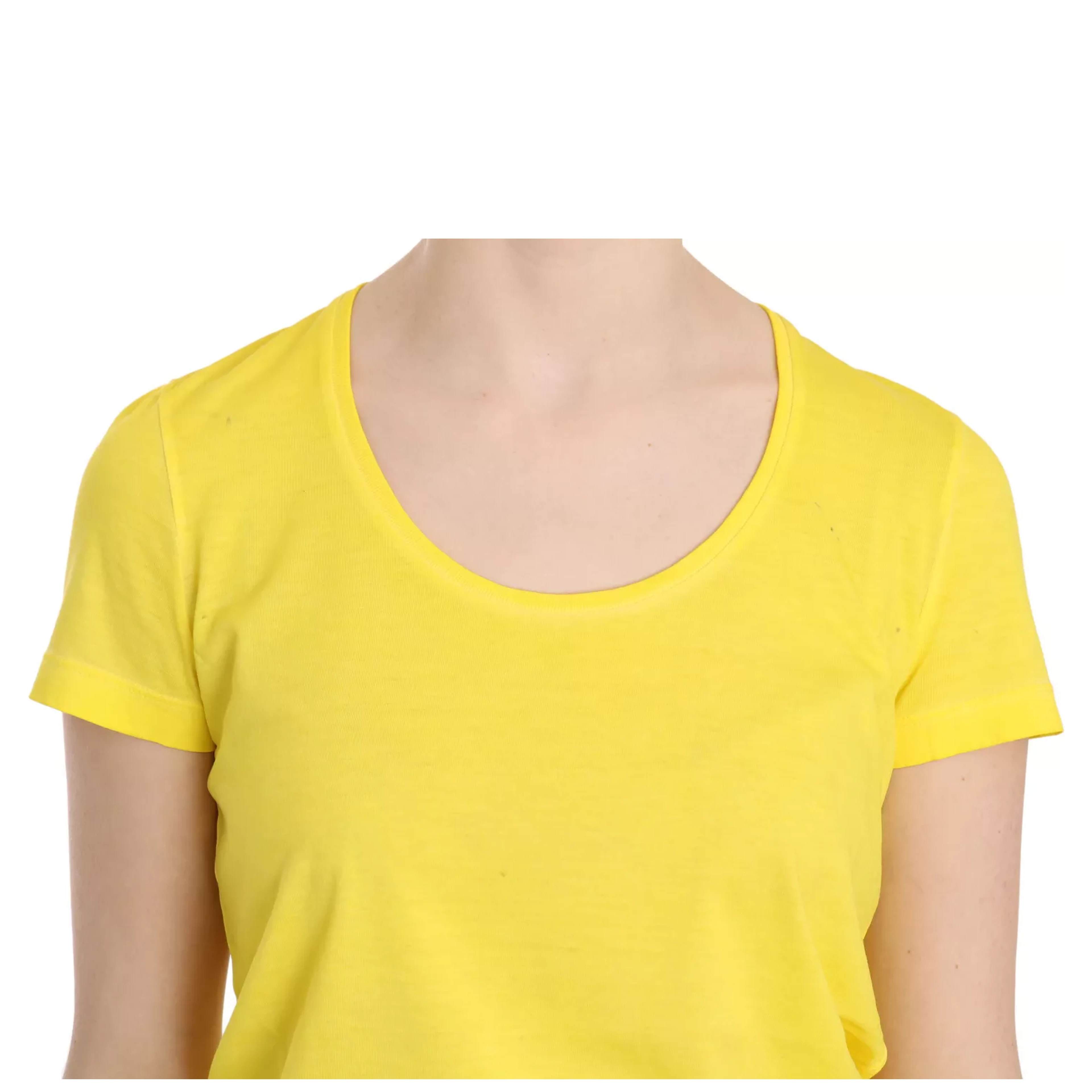 Yellow Round Neck Short Sleeve Shirt Top Blouse