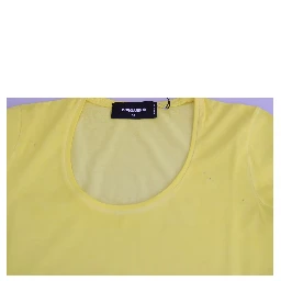 Yellow Round Neck Short Sleeve Shirt Top Blouse