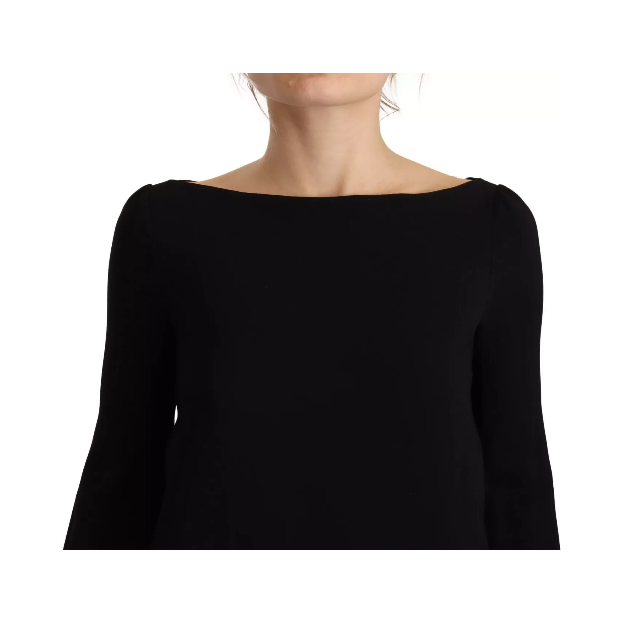 Black Long Sleeves Side Slit Floor Length Dress