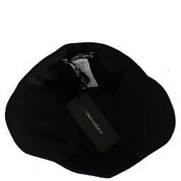 Black Wool White Floral Gold Leaf Hat