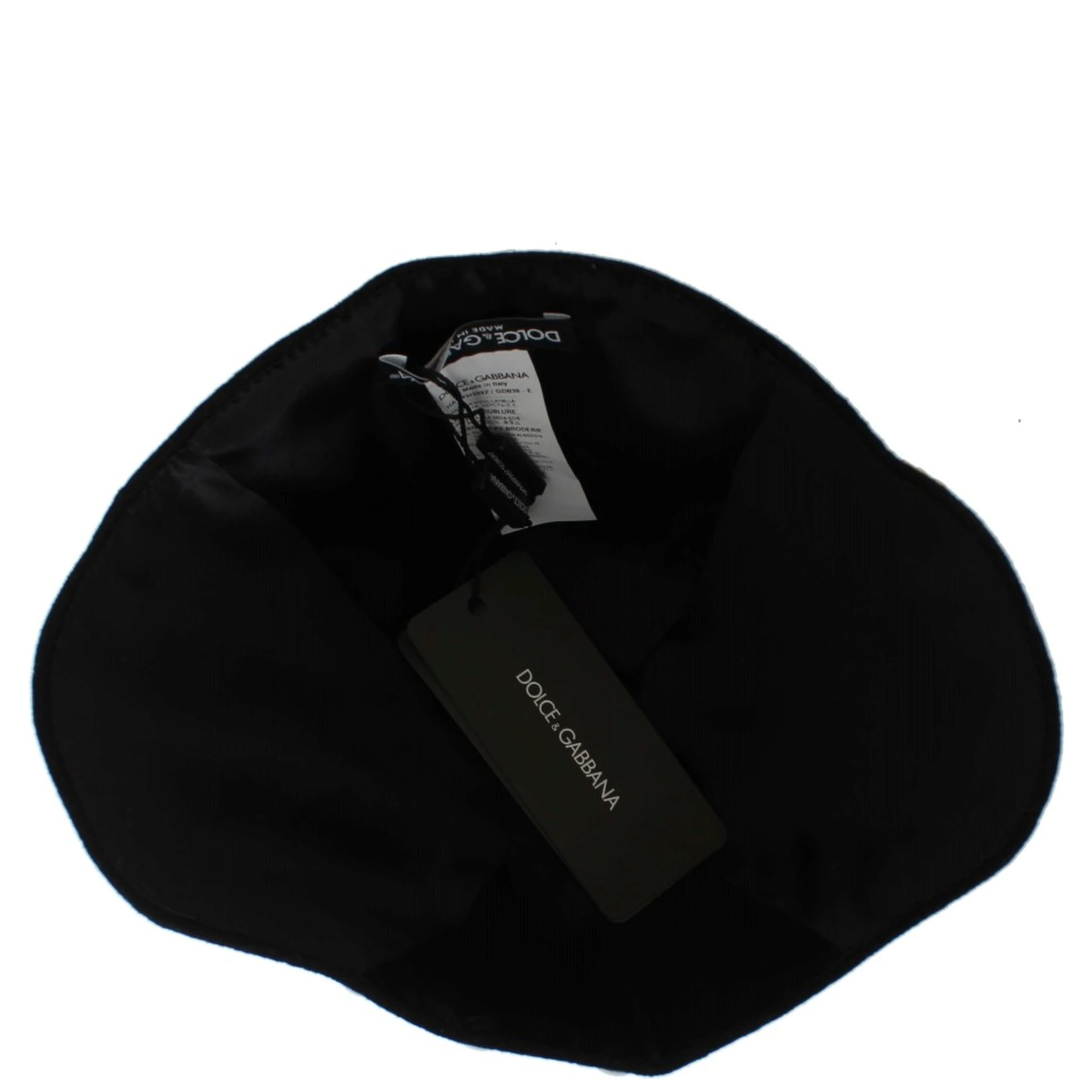 Black Wool White Floral Gold Leaf Hat