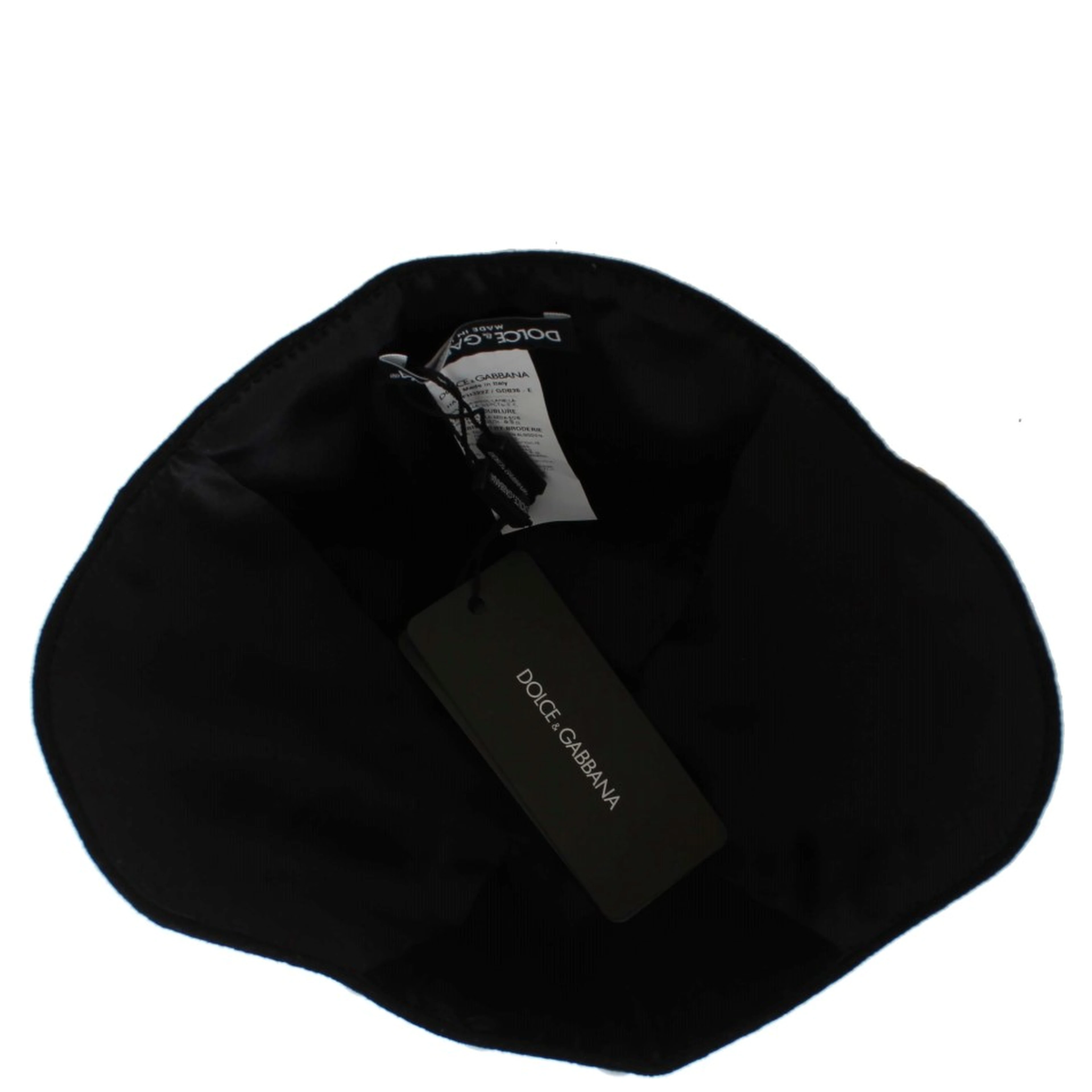 Black Wool White Floral Gold Leaf Hat