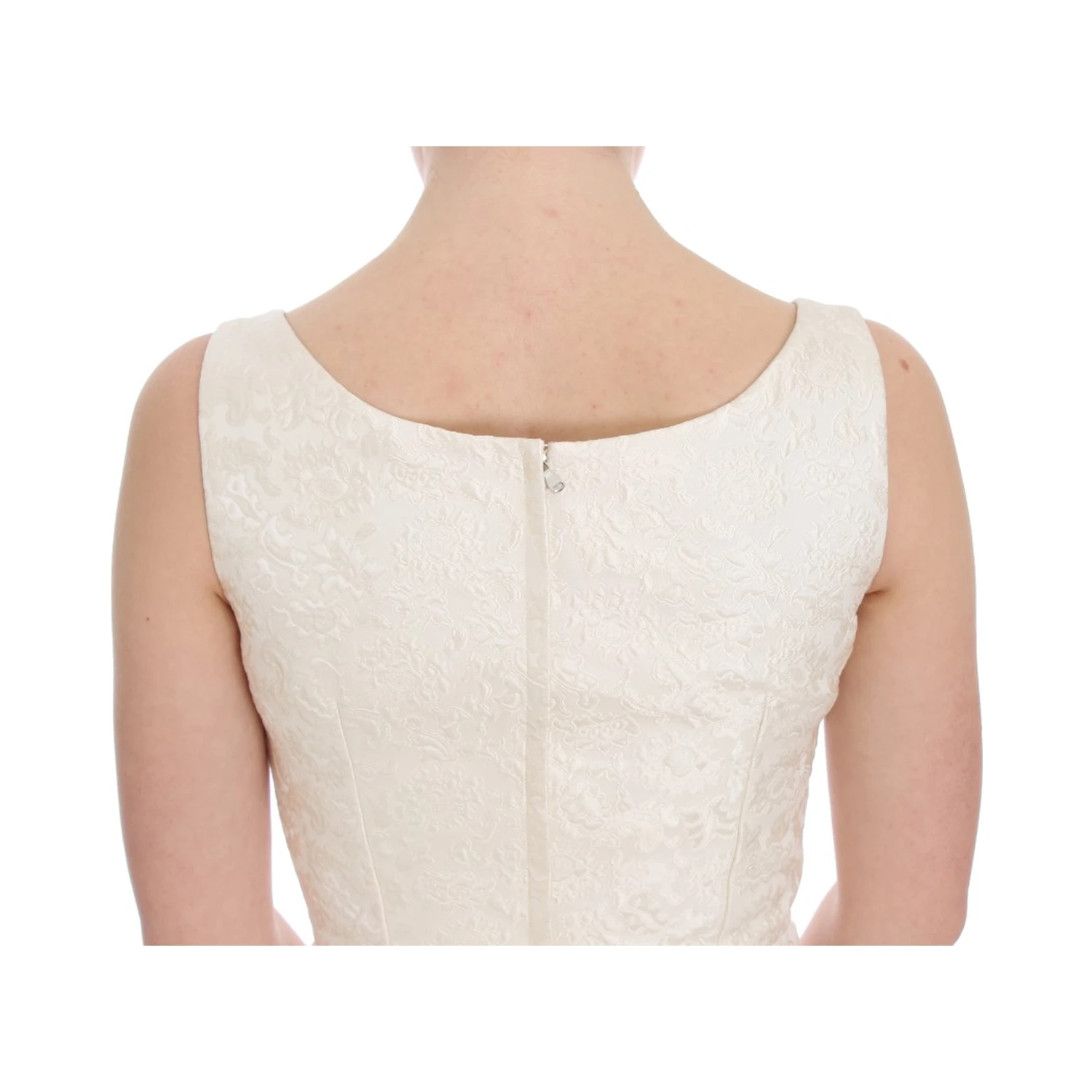 White Brocade Crystal Sheath Dress