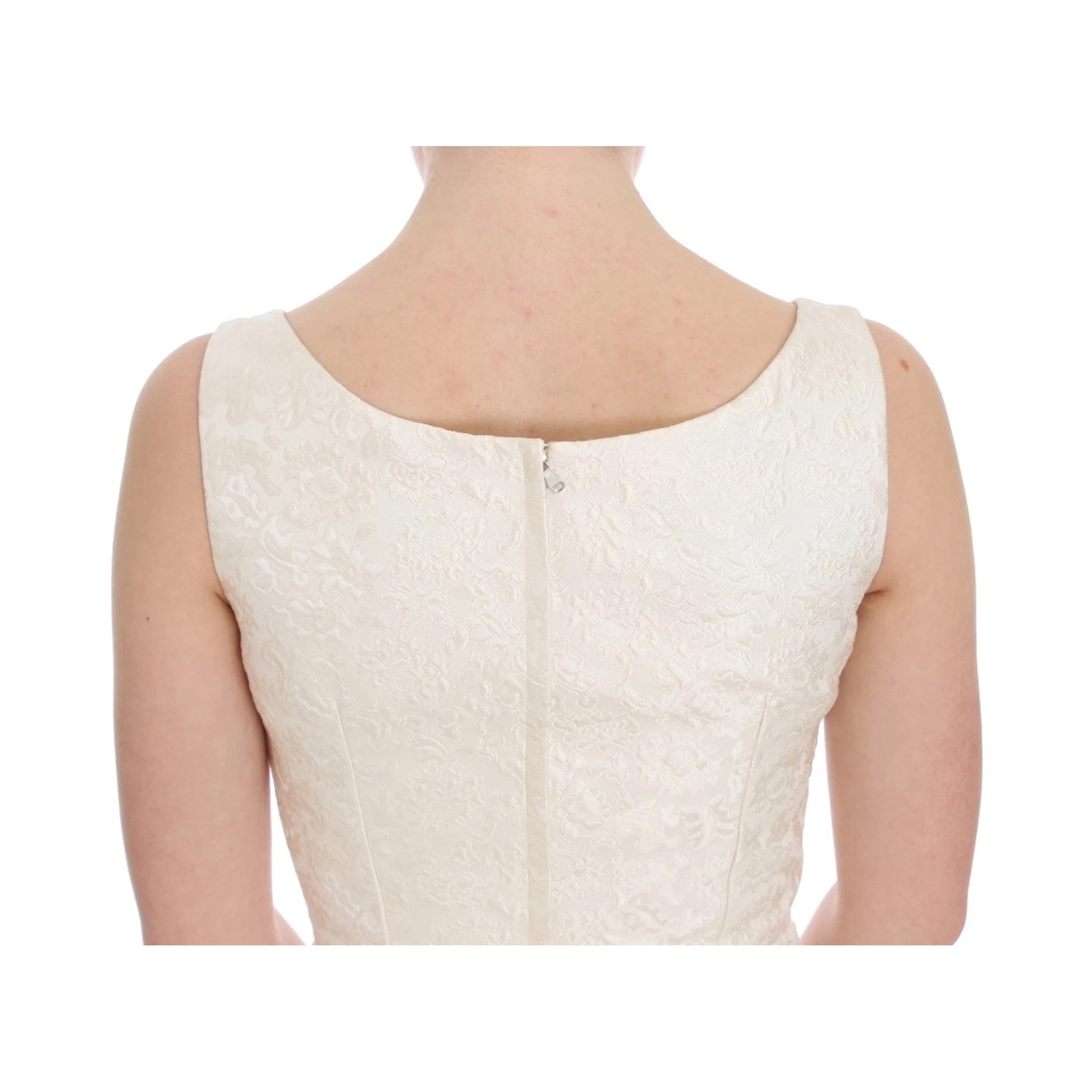 White Brocade Crystal Sheath Dress