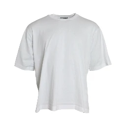 White Cotton Short Sleeves Crewneck T-shirt