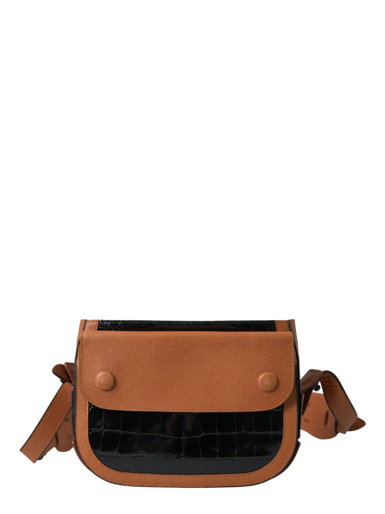 Black Brown Exotic Skin Leather Shoulder Camera Purse Bag