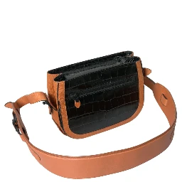 Black Brown Exotic Skin Leather Shoulder Camera Purse Bag