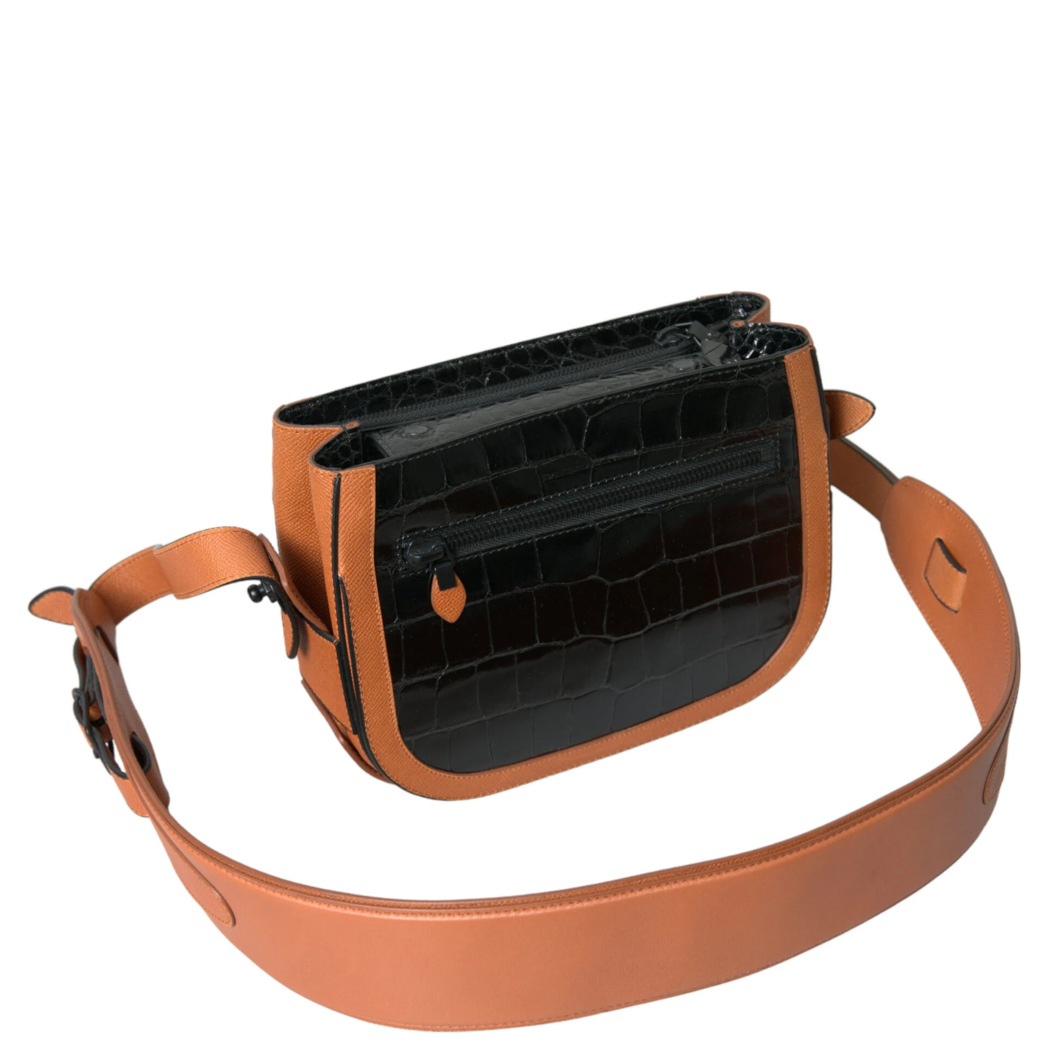 Black Brown Exotic Skin Leather Shoulder Camera Purse Bag