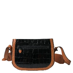 Black Brown Exotic Skin Leather Shoulder Camera Purse Bag