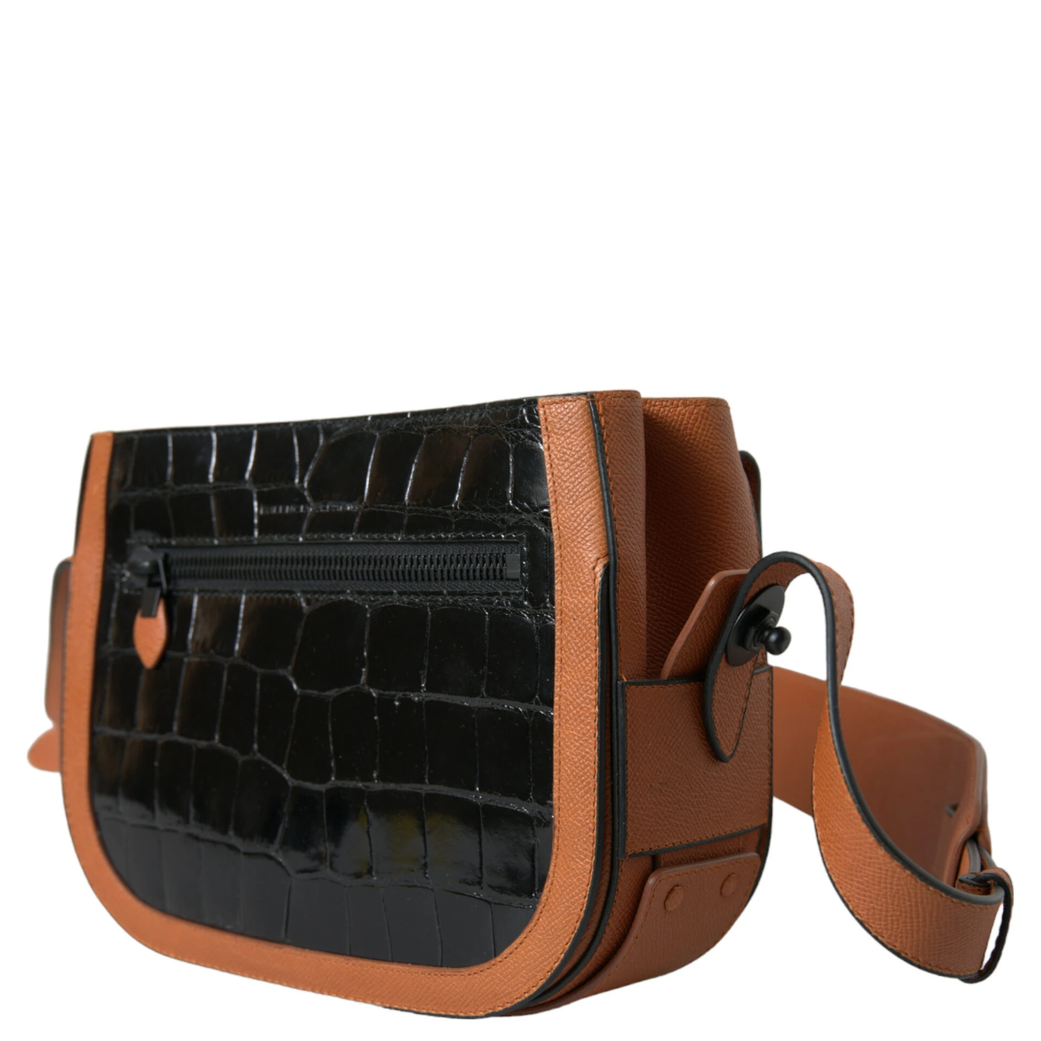 Black Brown Exotic Skin Leather Shoulder Camera Purse Bag