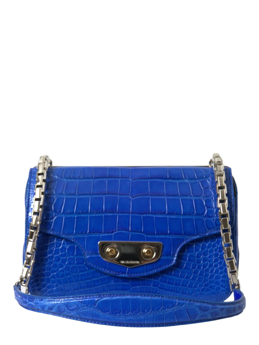 Blue Exotic Leather Neo Classic Purse Shoulder Handbag Bag