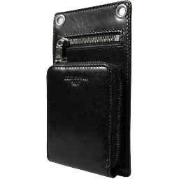 Wallet Black Horse Leather Zip Logo Cross Body Phone Slot