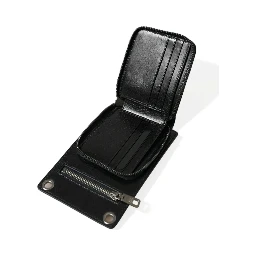 Wallet Black Horse Leather Zip Logo Cross Body Phone Slot