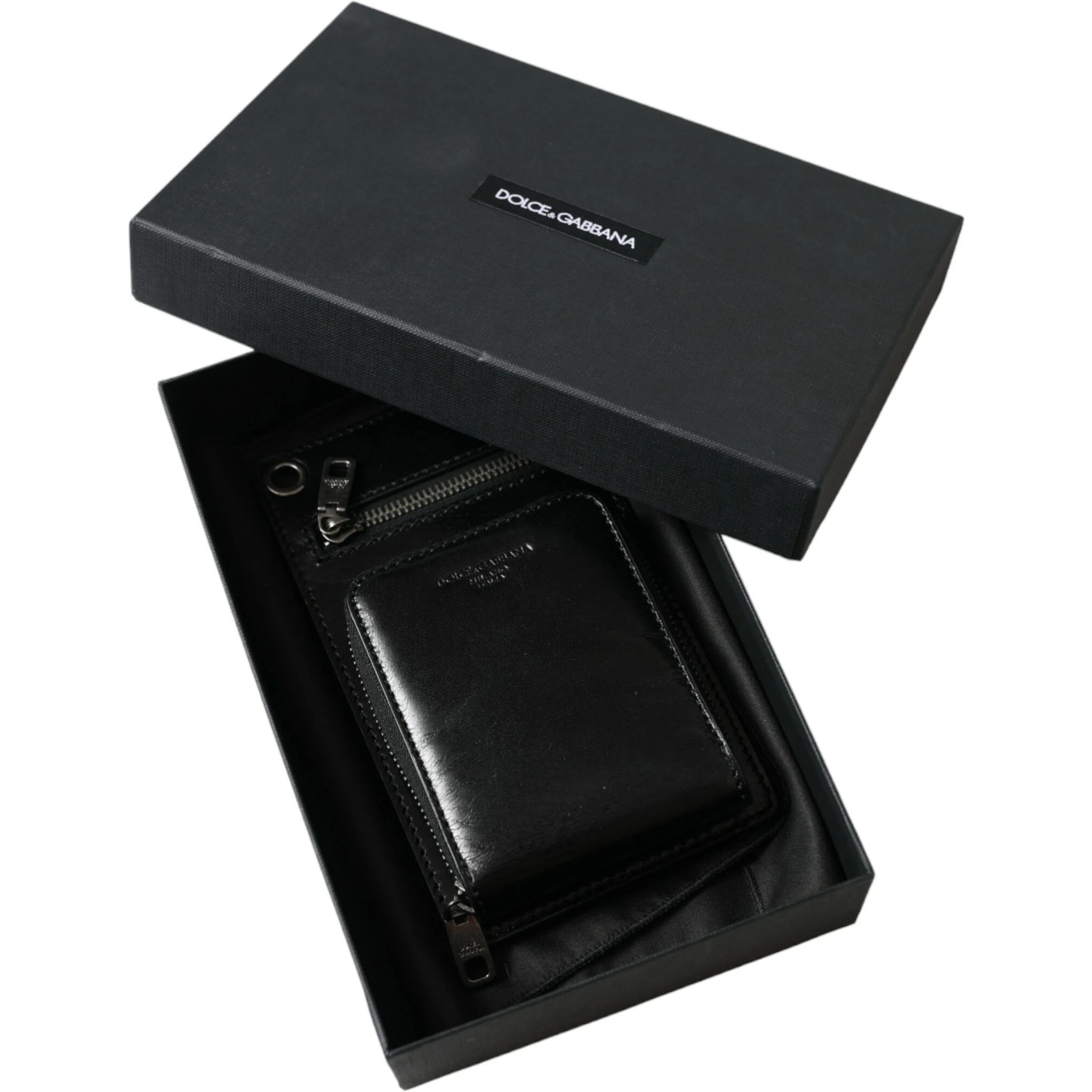 Wallet Black Horse Leather Zip Logo Cross Body Phone Slot