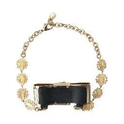 Gold Brass Clear Crystal Bow Chain Choker Necklace