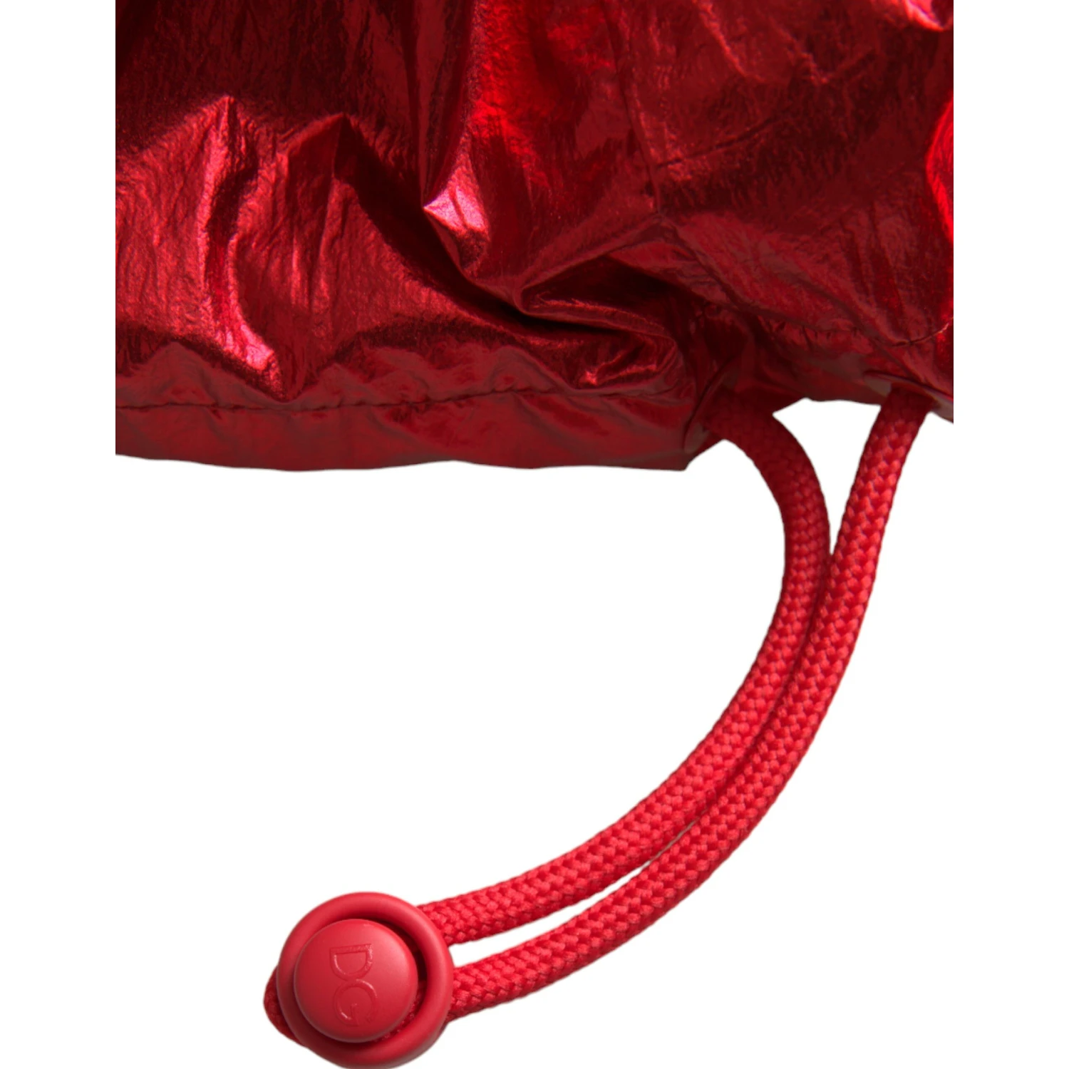 Red Nylon Hooded Pullover Sweatshirt Jacket