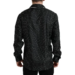 Black Polka Dot Silk Long Sleeve Shirt