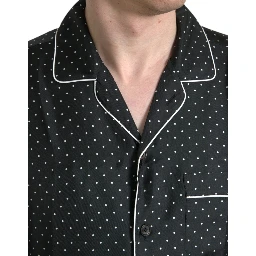 Black Polka Dot Silk Long Sleeve Shirt