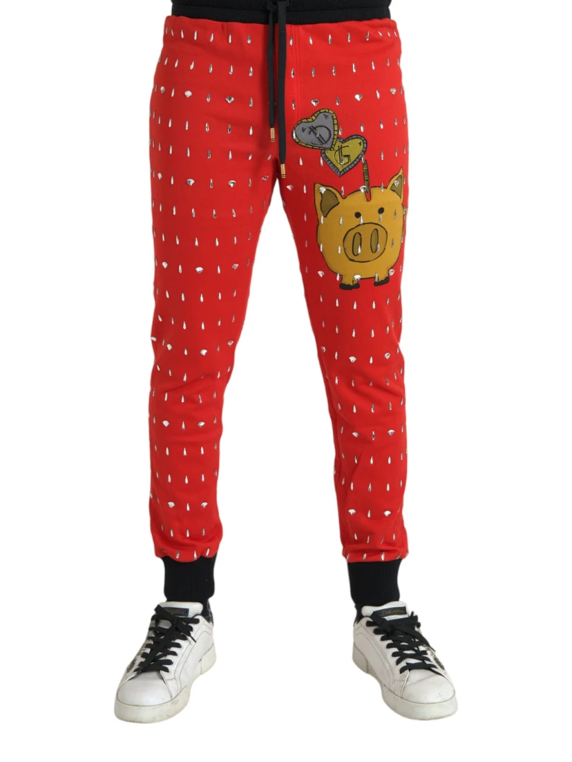 Red Year Of The Pig Jogger Sweatpants Pants