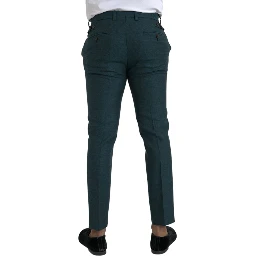 Green Wool Skinny Slim Dress Pants