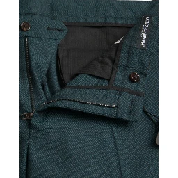 Green Wool Skinny Slim Dress Pants