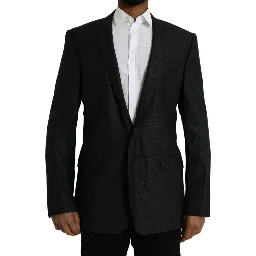Black Wool Notch SingleBreasted Coat Blazer