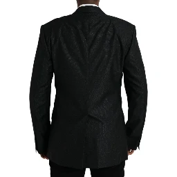 Black Wool Notch SingleBreasted Coat Blazer