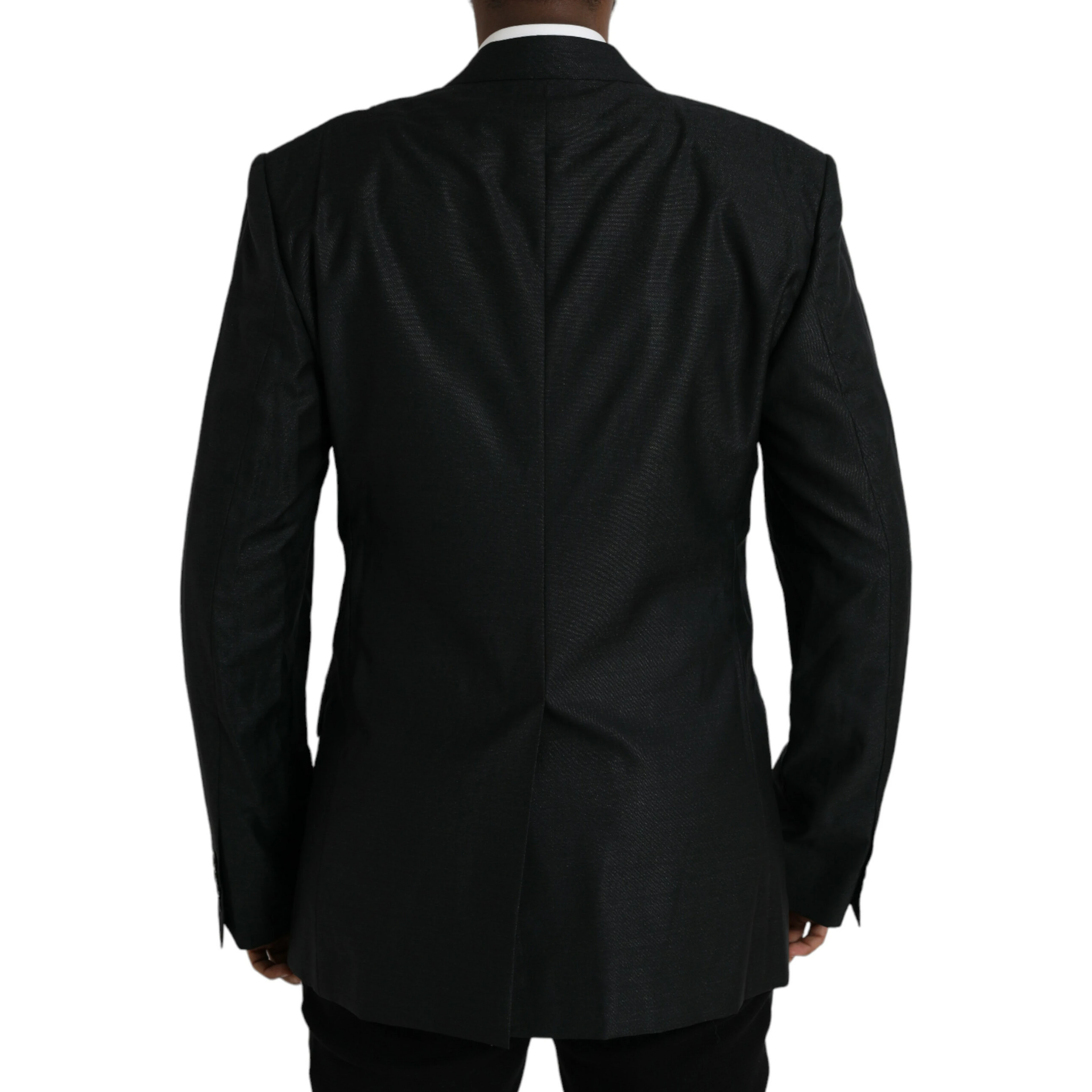 Black Wool Notch SingleBreasted Coat Blazer