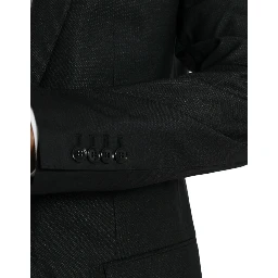 Black Wool Notch SingleBreasted Coat Blazer