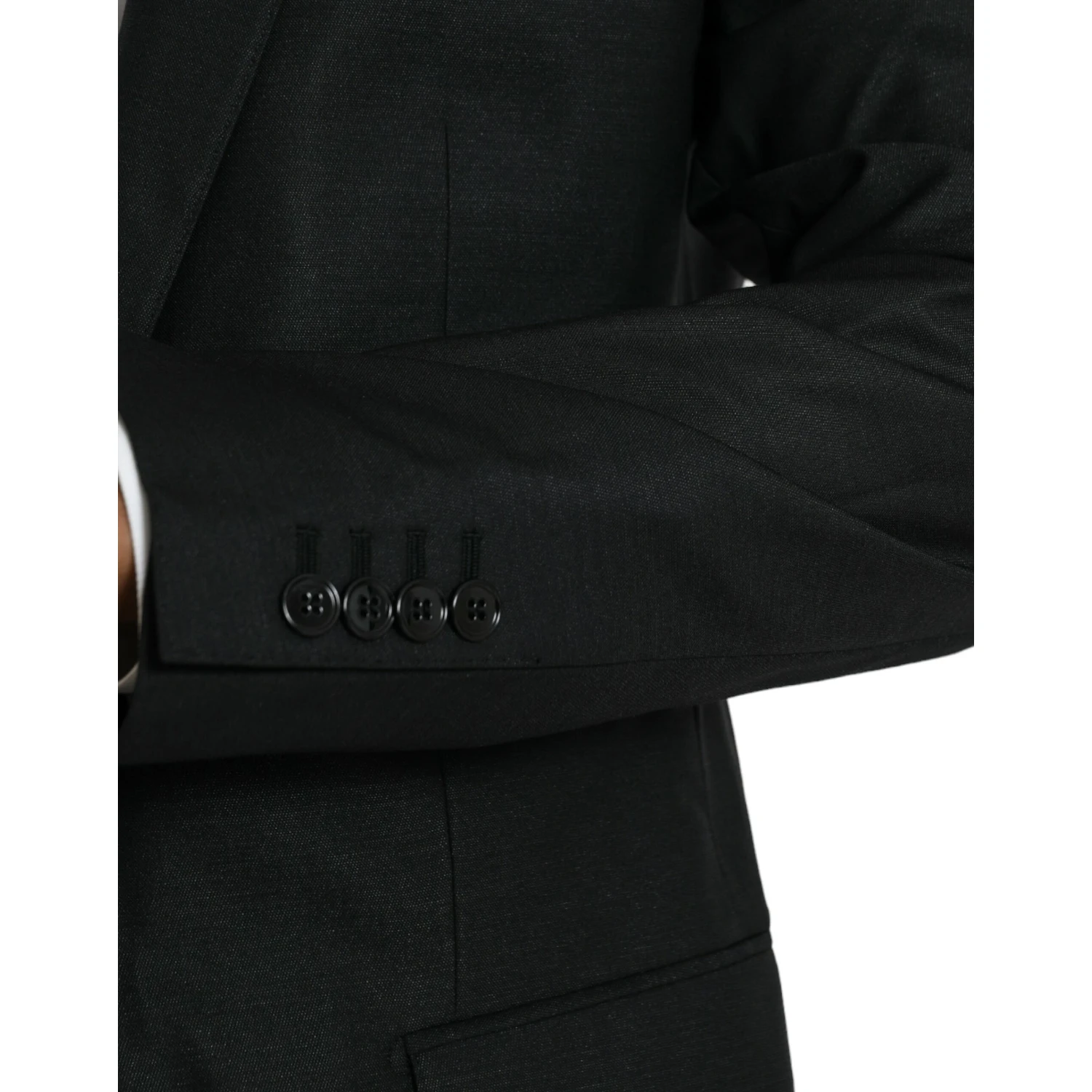 Black Wool Notch SingleBreasted Coat Blazer