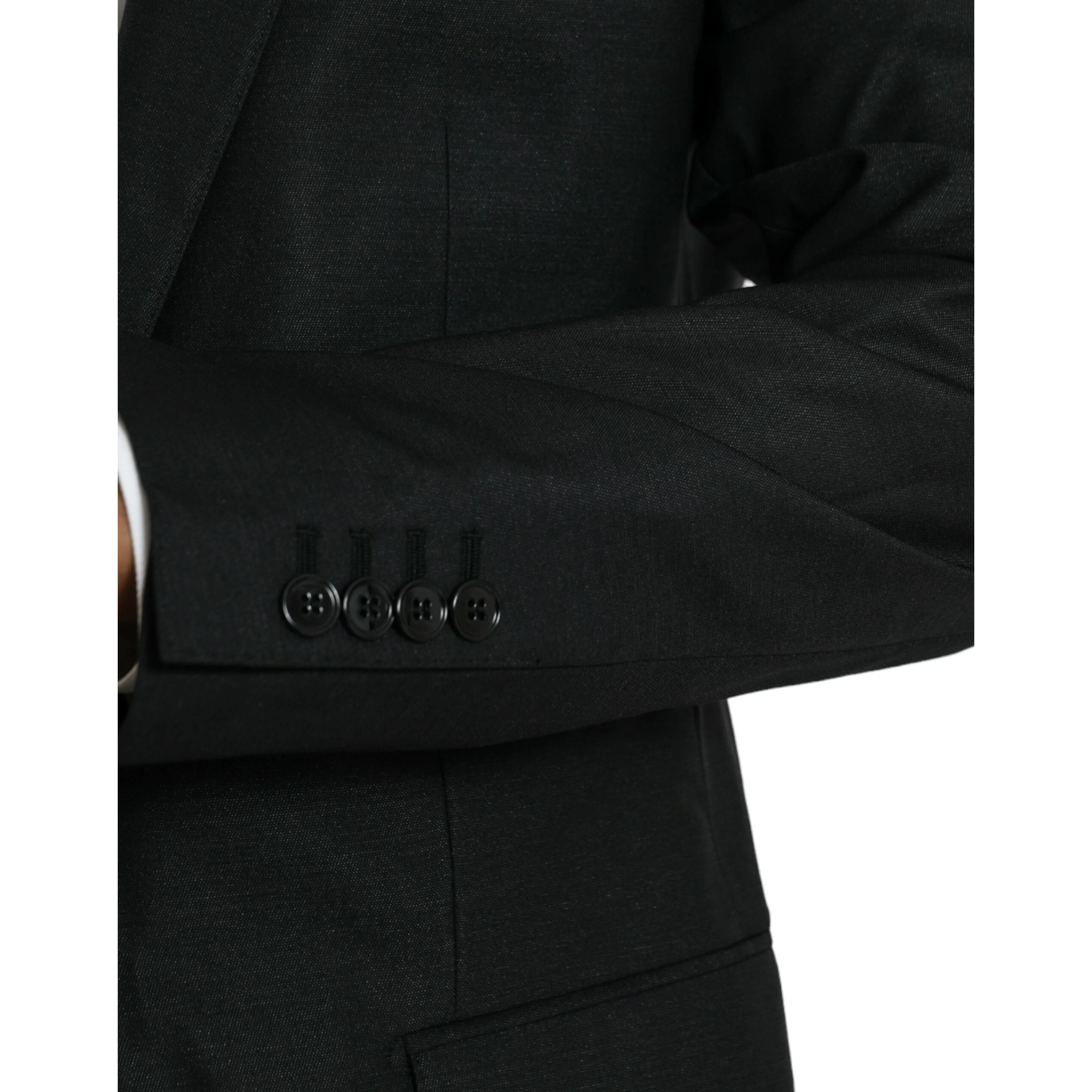 Black Wool Notch SingleBreasted Coat Blazer