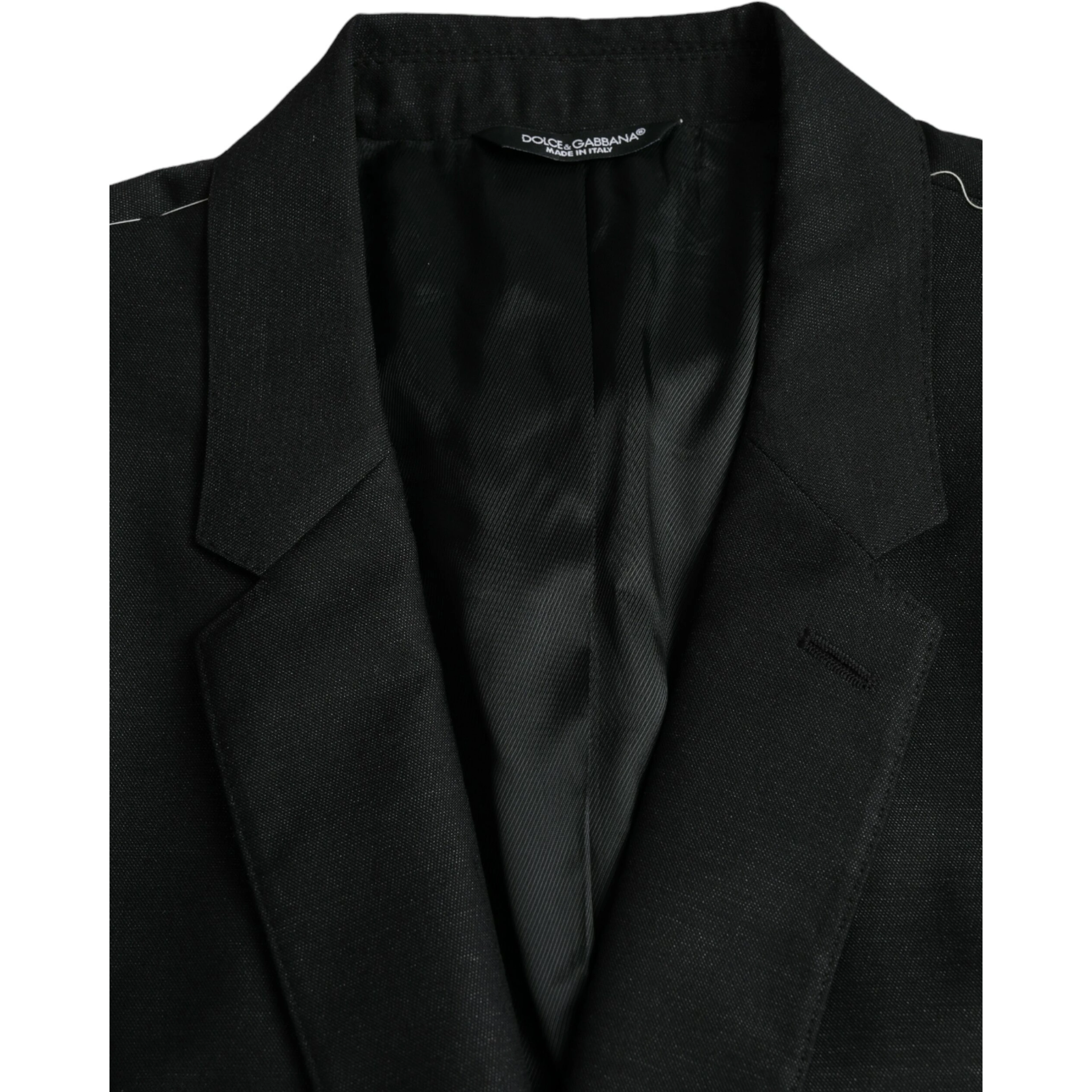 Black Wool Notch SingleBreasted Coat Blazer