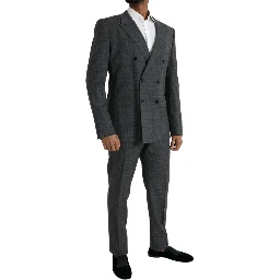 Gray Plaid Wool MARTINI Formal 2 Piece Suit