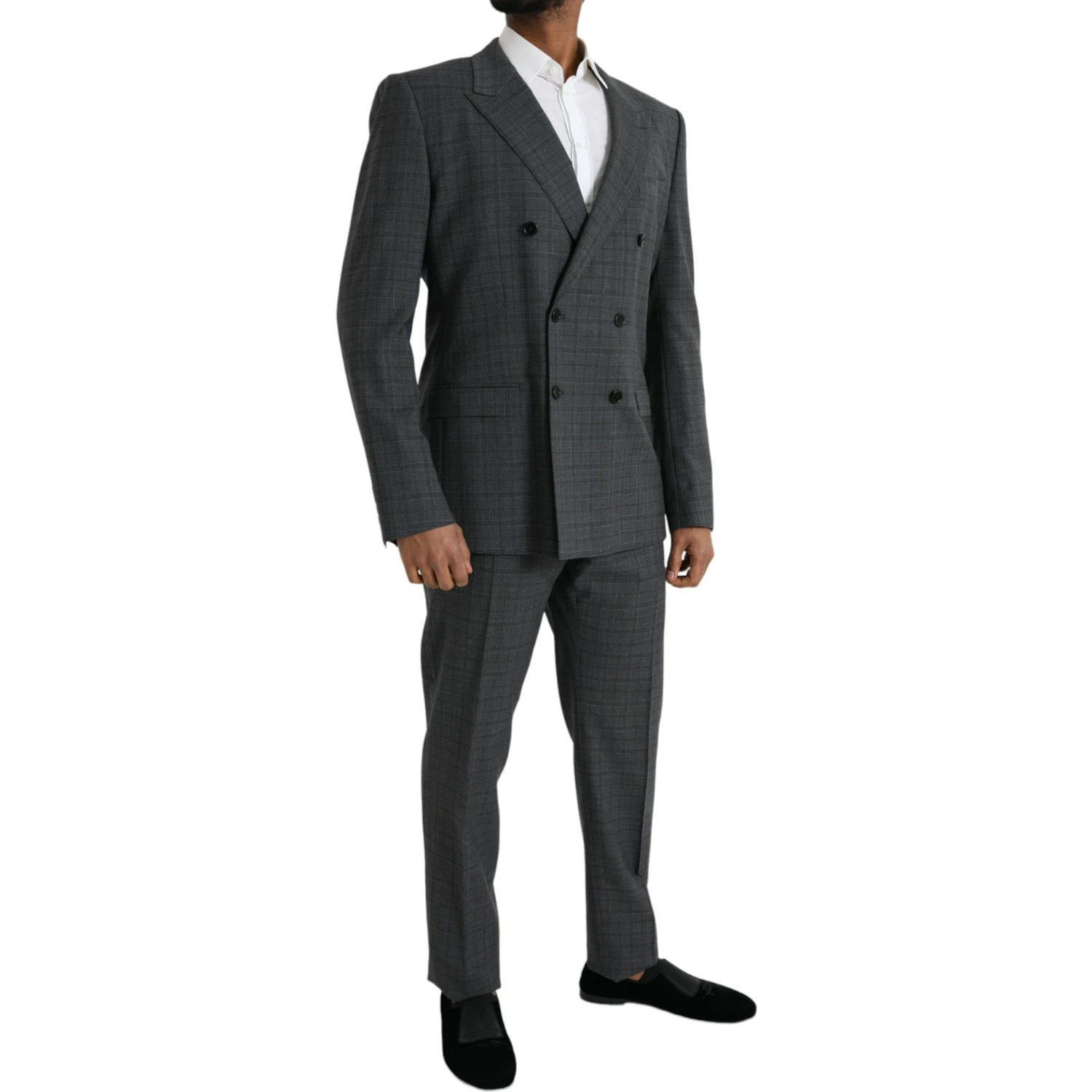 Gray Plaid Wool MARTINI Formal 2 Piece Suit